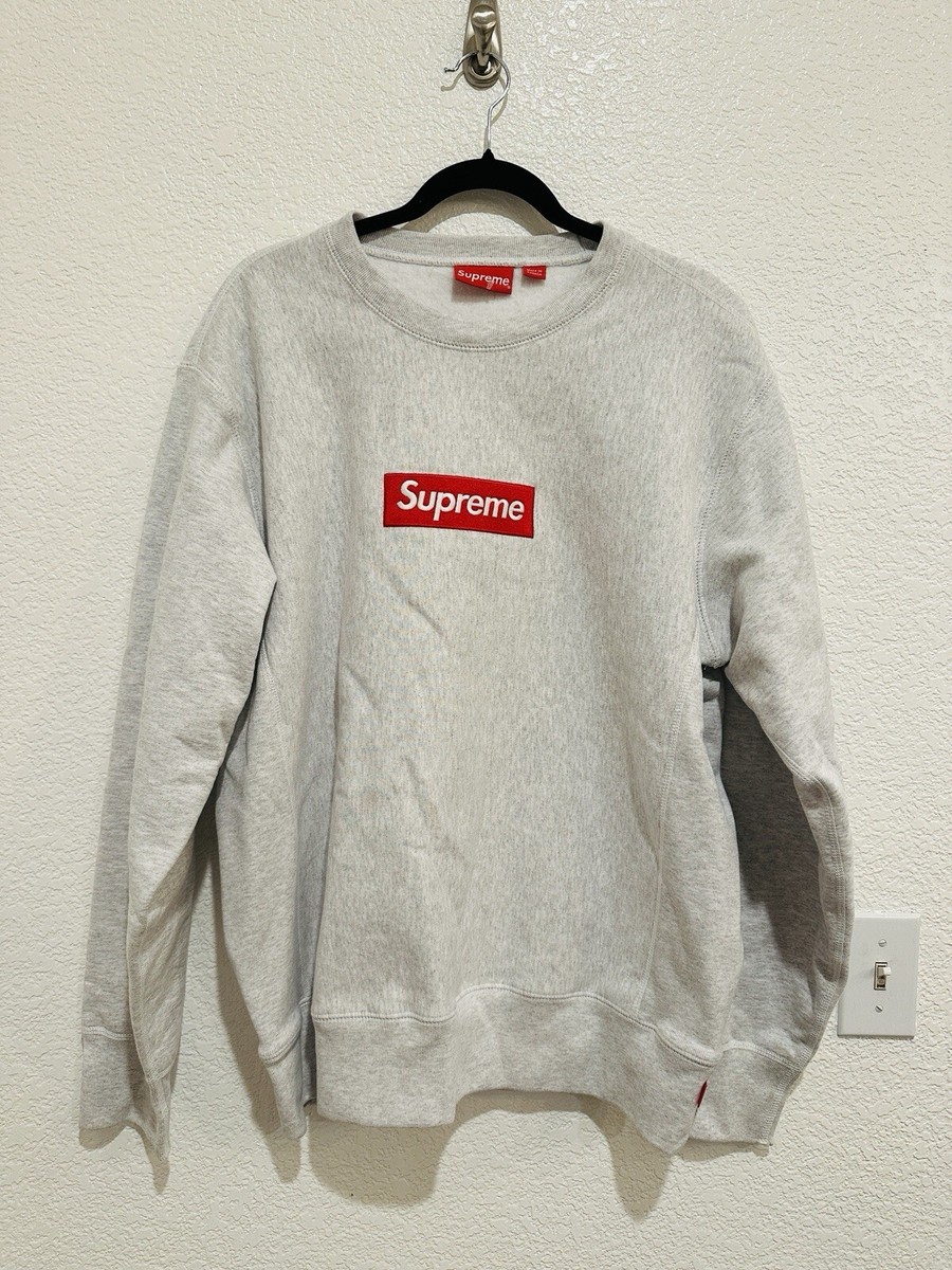 Supreme Ash Grey Box Logo Crewneck FW18 Size Large 100 Supreme Ash Grey Box Logo Crewneck FW18 Size Large 100