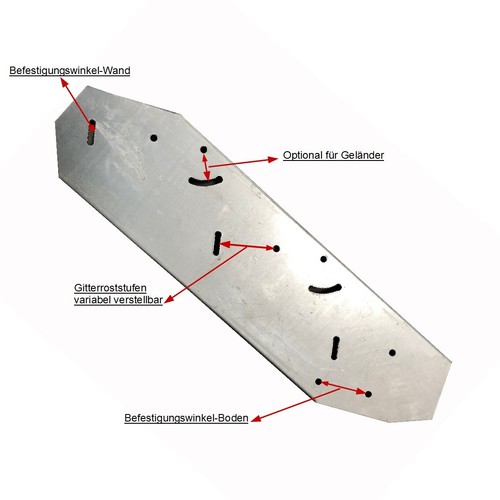 Stahltreppe Treppe 4 Stufen / Stufenbreite 130cm / Geschosshöhe 55-85cm verzinkt - Bild 5 von 5