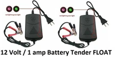12 Volt Battery Charger Tender Maintainer 12V 1 amp Trickle charge Boat Car PAIR