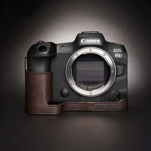 Handmade Genuine Leather Half Camera Case Covers For Canon EOS R5 EOS R6 - Picture 7 of 15