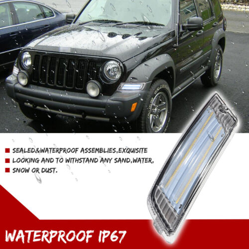 For 05-07 Jeep Liberty Clear Lens Front Corner Dynamic Amber LED Signal DRL Lamp - Picture 5 of 12