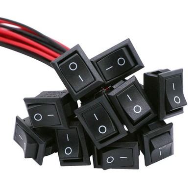 10Pcs Rocker Switch ON/Off 2Pin Latching Square Toggle SPST Switch Snap with ...