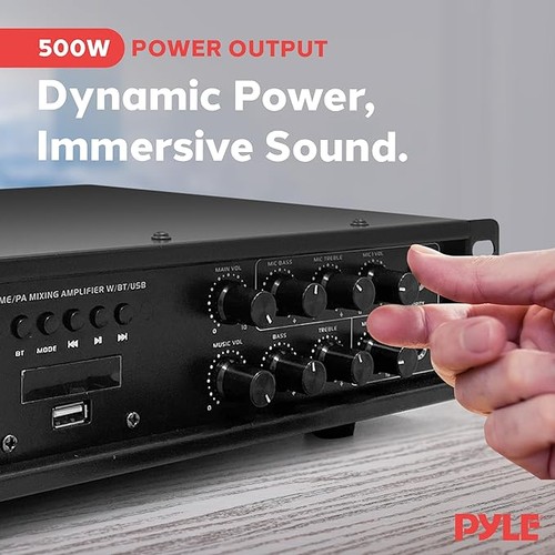 Pyle Amplificatore di Mixaggio Bluetooth Home PA 500W Potenza Stereo PMX3500PH - Nero - Foto 4 di 4