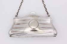 Ladies Silver Plated Finger Ring Chain Purse Edwardian Era. 4 3/4inches long