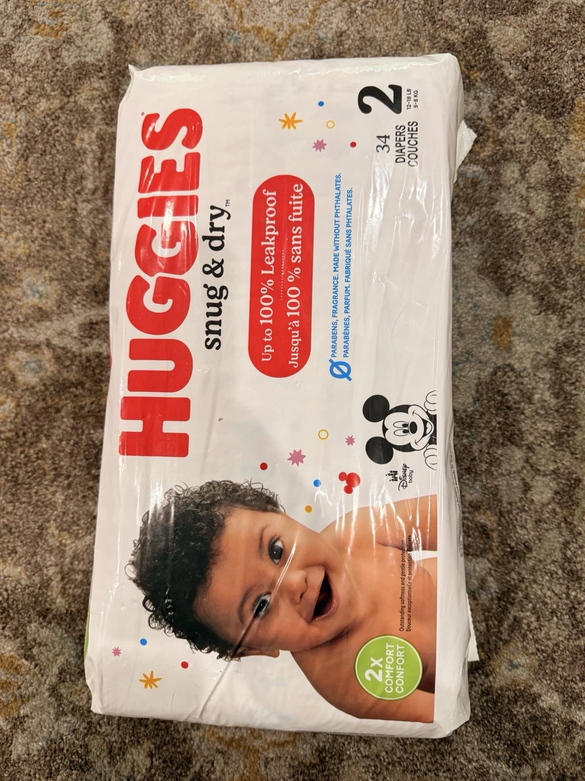 Diapers Huggies Snug & Dry Size 2 12-18 lbs Baby Diapers 34 Count