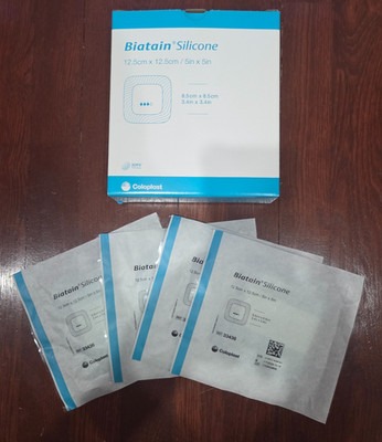 14 ct Coloplast Biatain Silicone Soft Wound Dressing Blue 5''x 5'' REF 33436