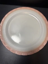 Vintage Hazel Atlas Pink Edge Trim Chop Plate 12”
