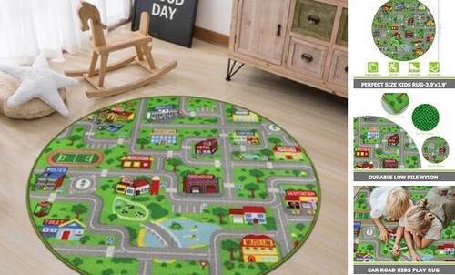 Green Car Road Kid Rug Carpet Playmat for Playoom Traffic Road Kids Play Mat
