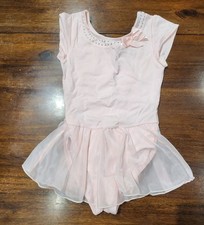 Danskin Freestyle Pirouette Sheer Skirt Kids 7/8, Pink With Rhinestone Collar