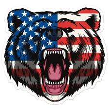 USA American Flag Bear - Vinyl Decal Sticker - Car Window Laptop - ebn12039