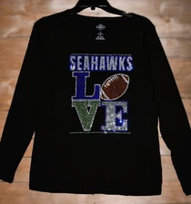 Seahawks  football LOVE  rhinestone bling shirt XS S M L XL XXL 1X 2X 3X 4X 5X