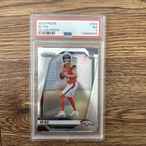 2024 Panini Prizm Rookies Bo Nix #309 Silver - PSA 7