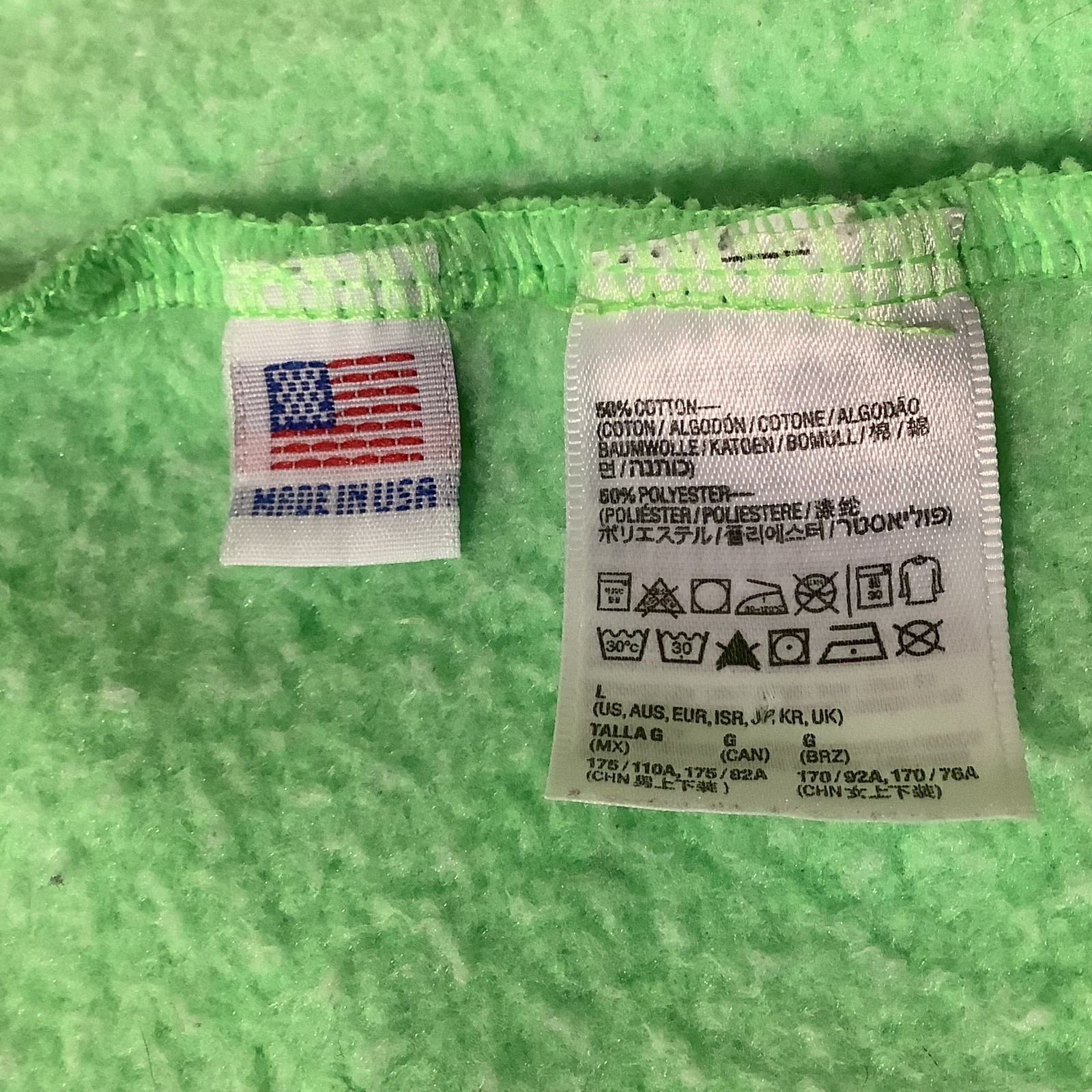 F497 American Apparel Hoodie Full Zip Sweatshirt Fleece Made in USA Green Skull image 10