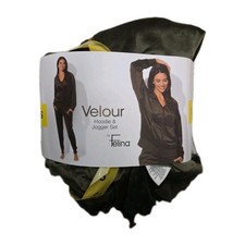 Felina Women's Velour  Jogger Set Green Small