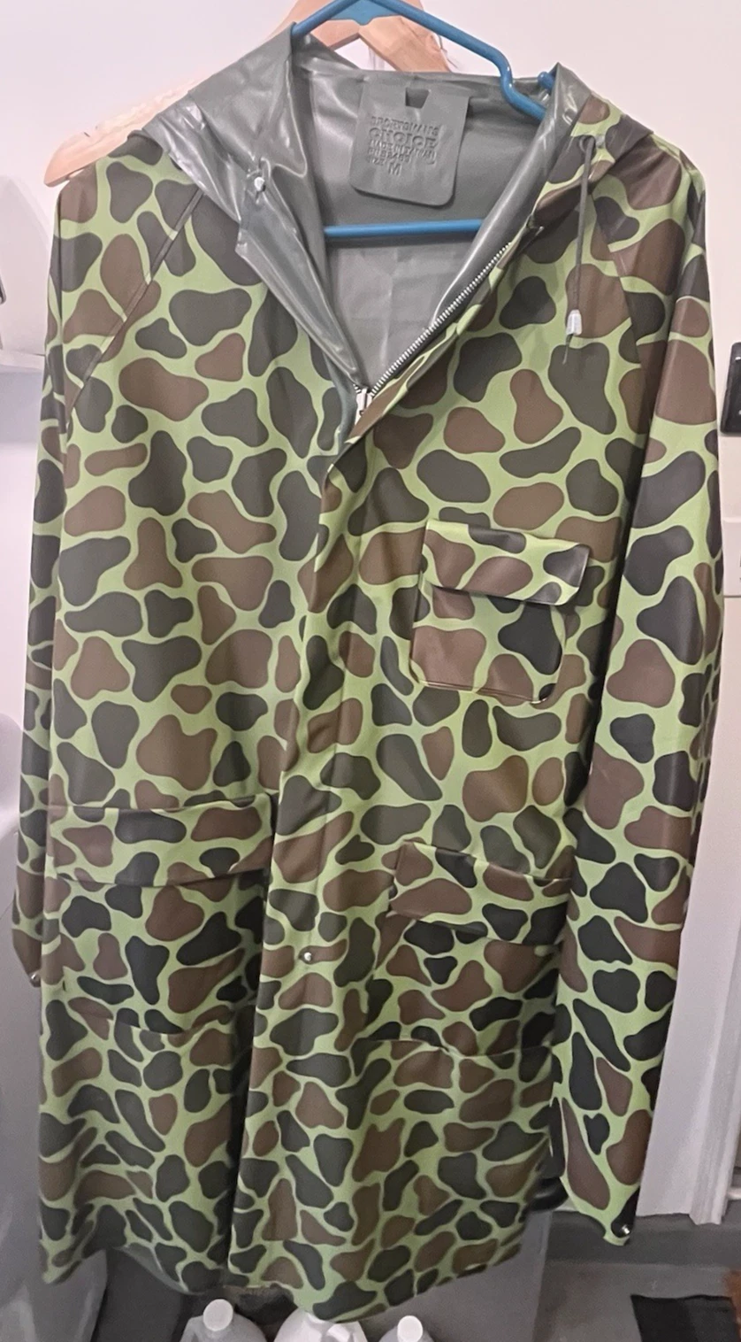 Vintage Sportsman Choices Jacket Mens Medium Duck Camouflage Rain Water Hooded