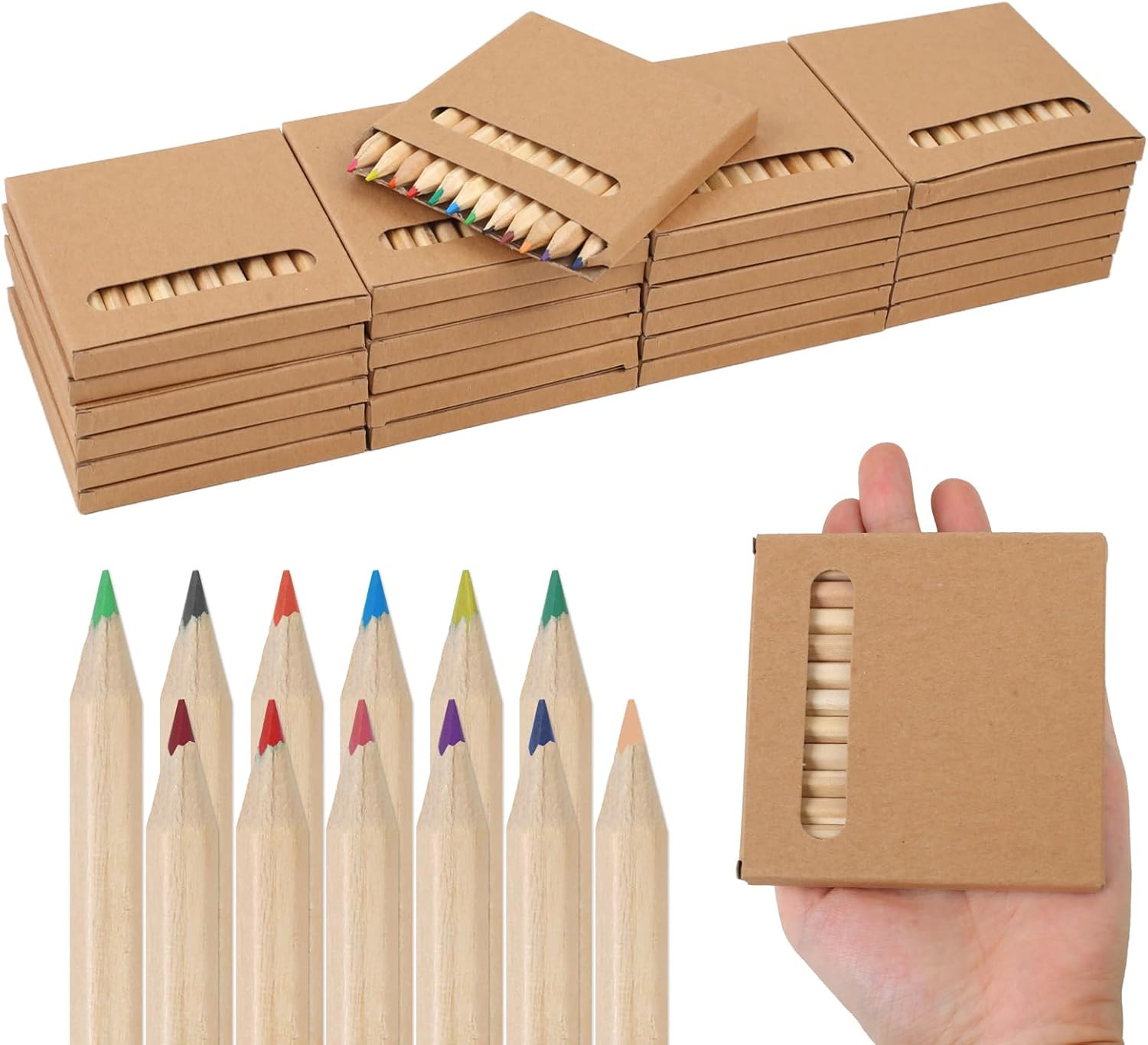 25 Packs/300Pcs Mini Drawing Colored Pencils, 3.5 Inch Porta