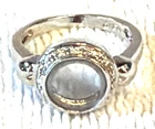 Vtg RETIRED STERLING SILVER CZ PANDORA Circle LOCKET RING SZ 7.5
