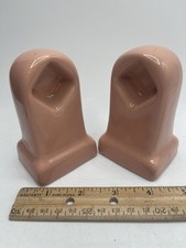 VTG Porcelain Bathroom Peachy Mauve Towel Holder Wall Mount Restorative NOS