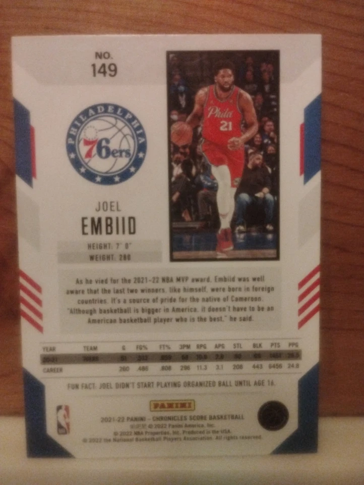 2021-22 Panini Chronicles - Score Joel Embiid #149 - Image 4 of 4