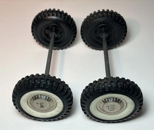 Buddy L Set Of 4 B Wheels Whitewall Tires Axle Assembly Parts Restore Custom