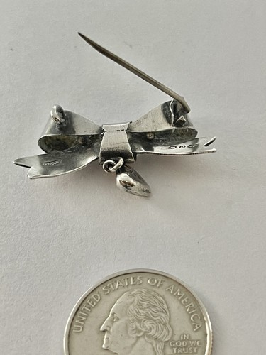 Victorian Sterling Bow Brooch with Rose Gold Birds & Flowers 1895 WC Manton - Picture 4 of 10