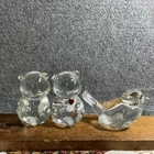 Fenton Clear Art Glass Lot Of 3 - 2 Bears & A Bird Vintage EUC