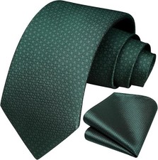 Polka Dot Ties for Men Classic Silk Ties and Pocket Square F-emerald Green
