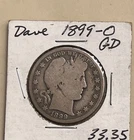 1899 O Barber Half Dollar 50C Cents Coin 90% Silver