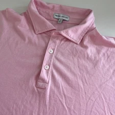Peter Millar Pink Stripe Short Sleeve Golf Polo Men's XL no logo