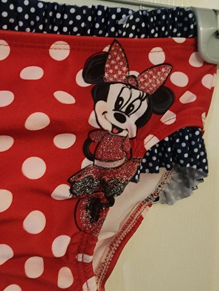 NUEVO CON ETIQUETAS Disney Store Minnie Mouse Traje de Baño Rojo Niñas Tankini Bikini Conjunto Talla 4 Foto 3 de 4