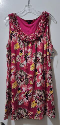 Style & Co. Women's Magenta Floral Short Dress Size XL