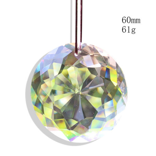 Suncatcher Crystal Round Faceted 63MM Fengshui Prism Hanging Chandelier Pendant - Imagen 5 de 11