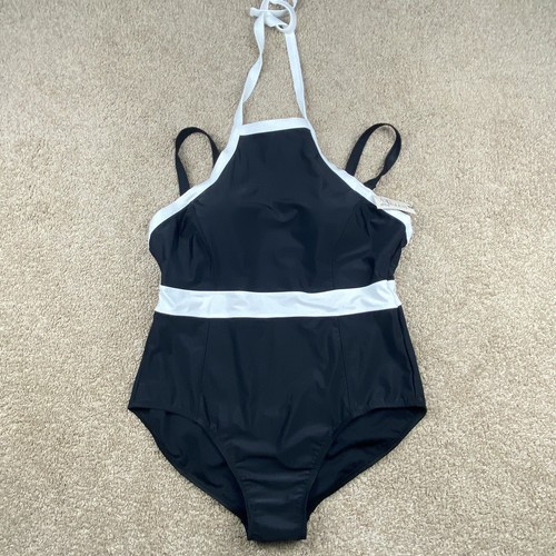 Terra & Sky One-Piece Swimsuit Plus Size 2X Bathing Suit Black & White NWT