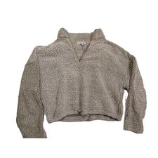 Women's. Cropped. Warm and cozy. Large. Brown. Pull over. Fleece. Sweatshirt..