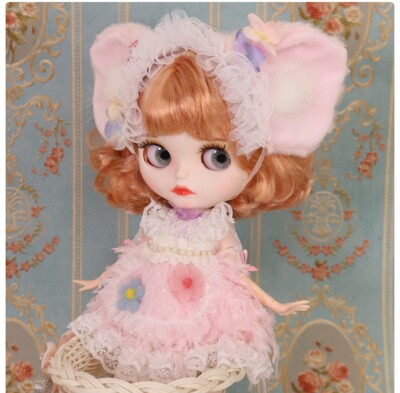12'' Factory blythe   doll Short Mix Blond bangs hair matte face carved lips