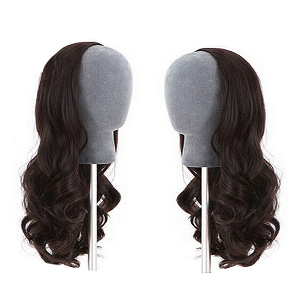 sin pegamento Nueva moda clip ondulado en cabello humano virgen 3/4 medias pelucas16"-28"160-280g Foto 2 de 4