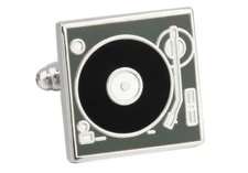 Turntable Record Player DJ Music Pair of Cufflinks in a Presentation Gift Box...