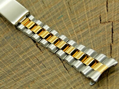Speidel Vintage NOS Unused 13mm Deployment 2 Tone Stainless Steel Watch Band