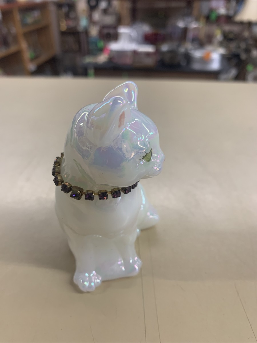 Fenton Hand painted Cat iridescent Signed T.Gaskins | eBay
