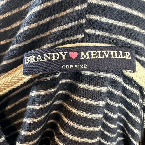 Brandy Melville Women's Lightweight Hoodie Navy Blue & White Striped - One Size - Picture 8 of 17