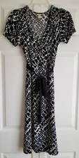 MERONA BLACK/WHITE Women Wrap Tie Waist Fit & Flare Dress size S