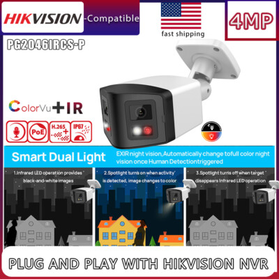 Hikvision Compatible 4MP Dual Lens IP ColorVu IR Light 180° Panoramic POE Camera