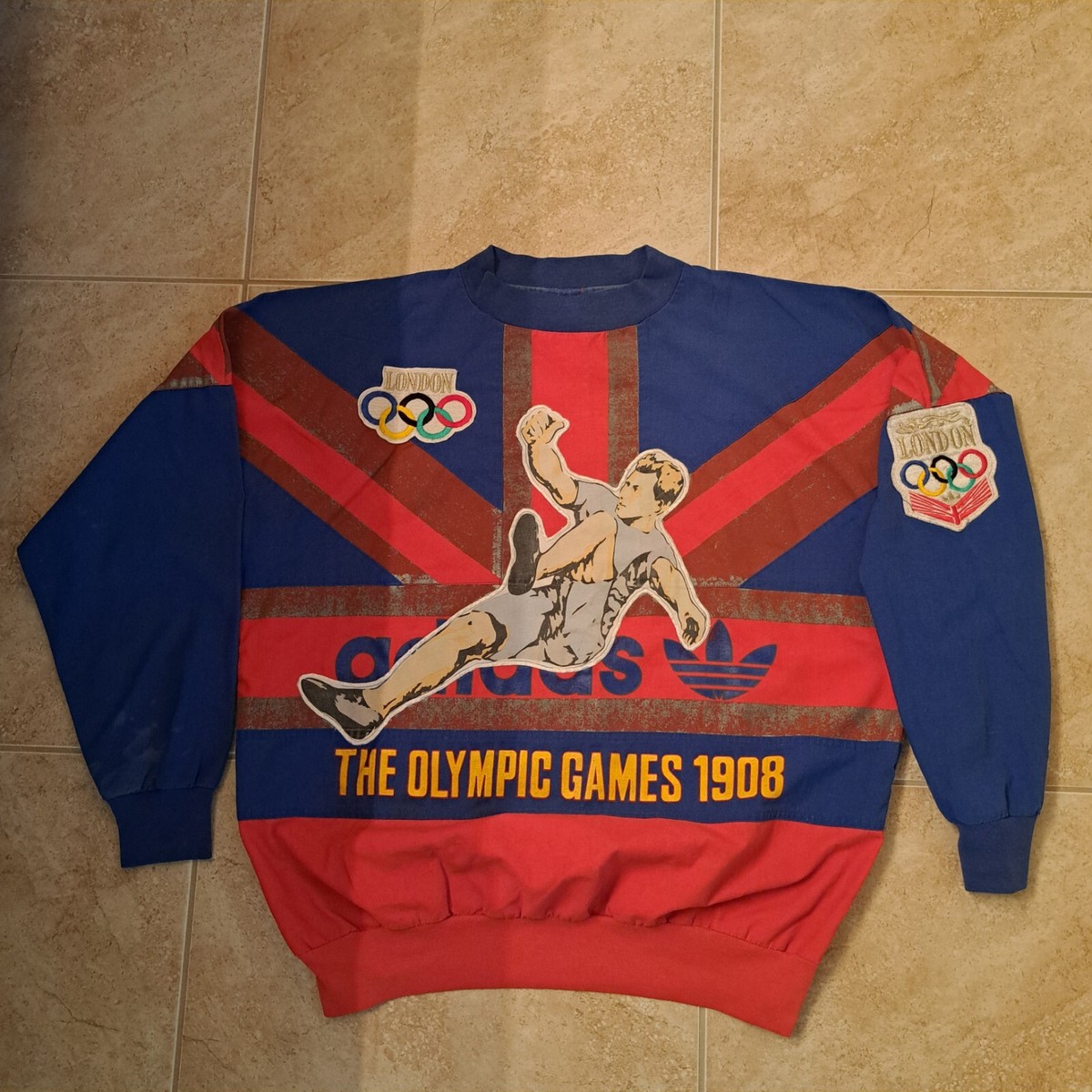 VINTAGE 80s Adidas 1908 London Olympics Sweatshirt All Over