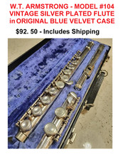 Armstrong Model 104 Vintage Flute w/Original Blue Velvet Hard Case - Good Cond