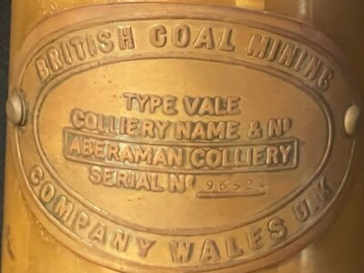 Vintage Brass British Coal Mining Miners Lamp Aberaman Colliery