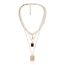 Multilayer Necklace 3 Pcs / Set Chains Choker Pearl Rhinestone Jewelry Boho