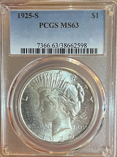 1925-S PCGS MS63 Peace Silver Dollar