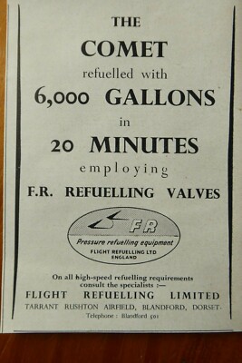 4/1951 PUB FLIGHT REFUELING DE HAVILLAND COMET AIRLINER BETANKUNGSVENTIL ANZEIGE