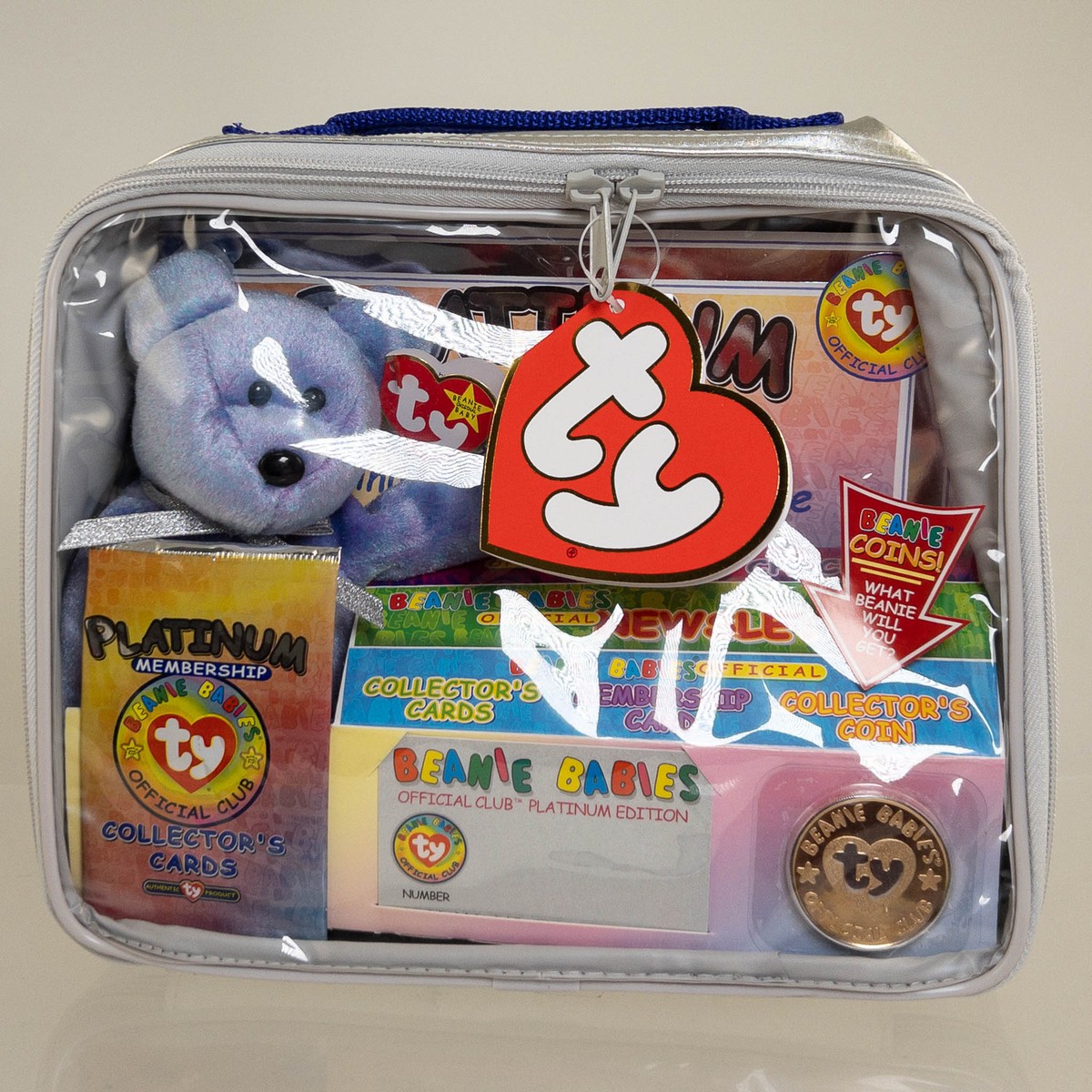 TY Beanie Baby CLUBBY the Bear (w/Platinum Set RARE GOLD