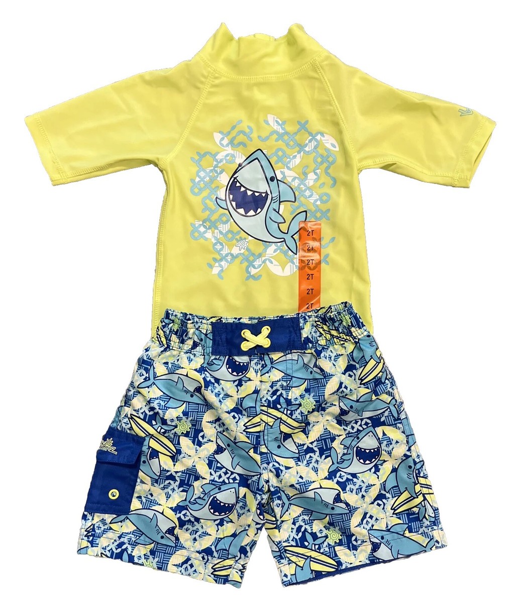 UV SKINZ Size 2T Shark Rashguard Shorts Shirt Trunks Swimsuit Swim